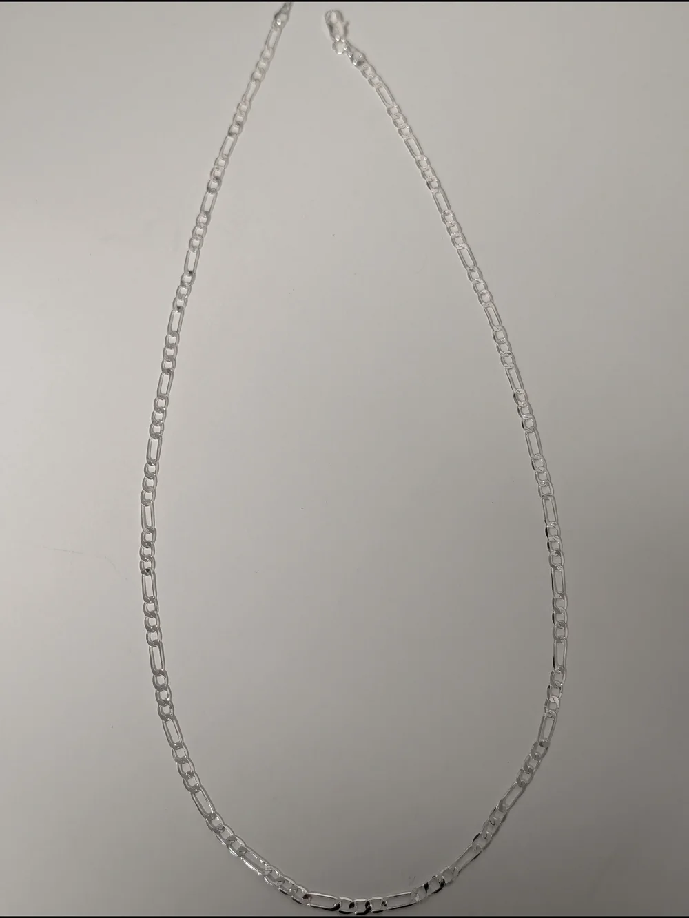 .925 Sterling Silver Figaro Chain Necklace - Silver